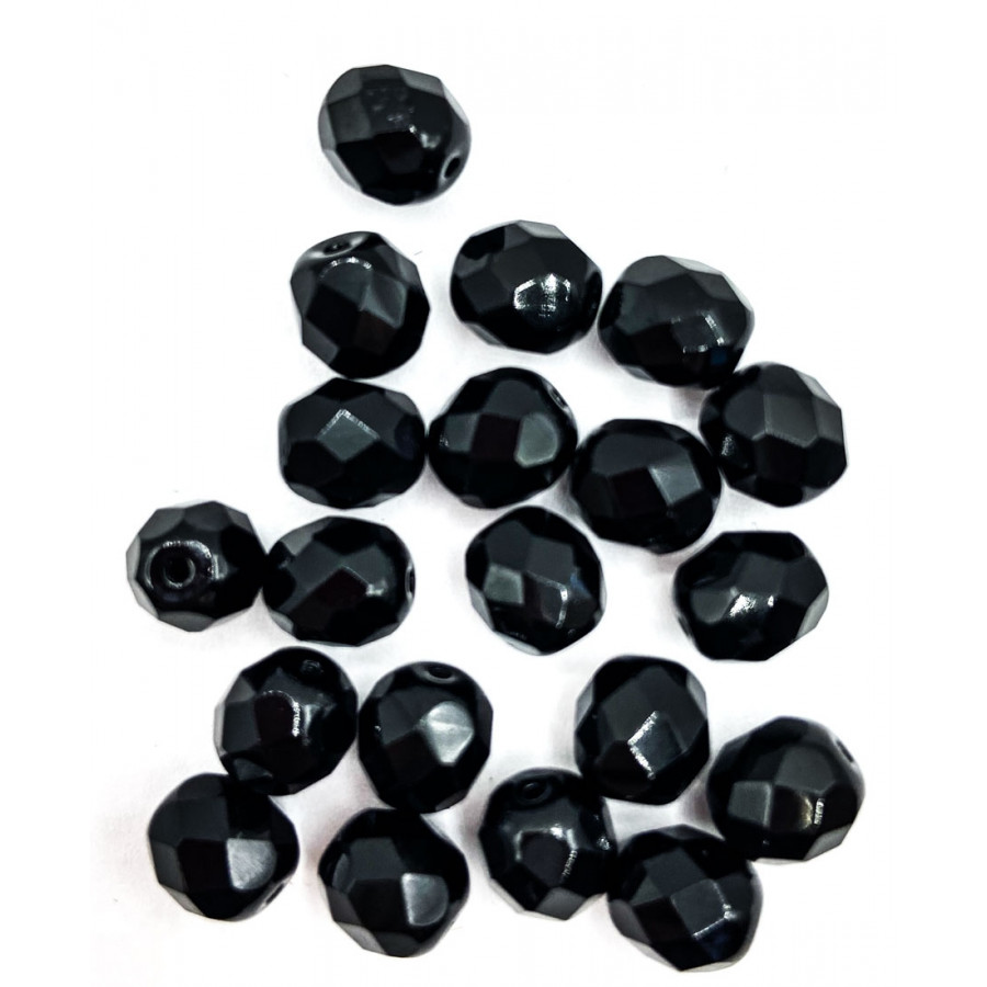 Czech faceted 8mm glass beads 20pcs black
