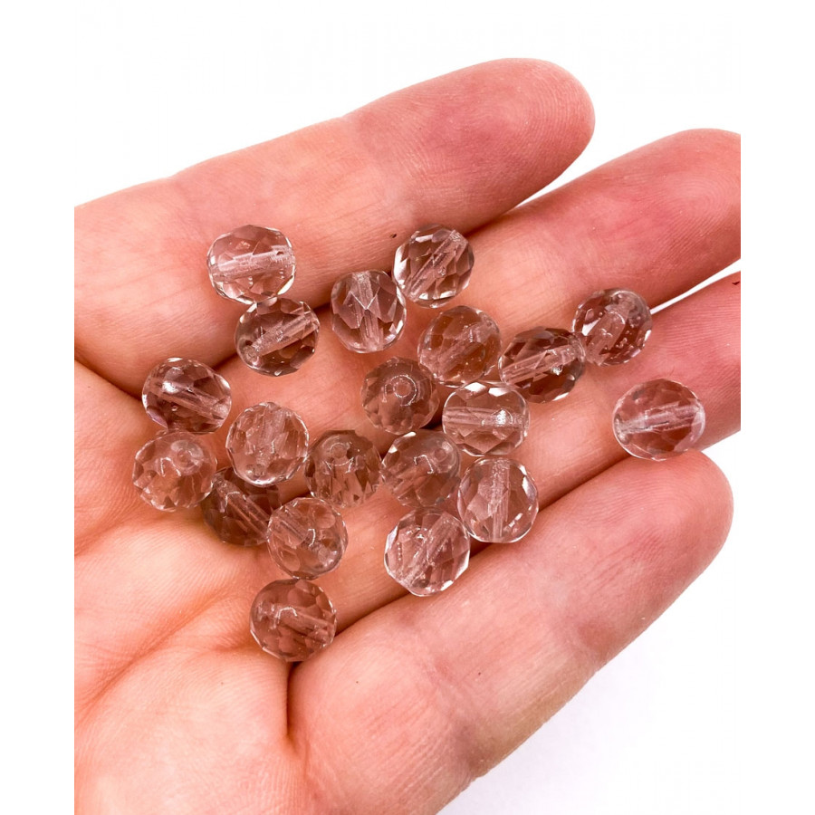 Czech faceted 8mm beads 20pcs light old rose