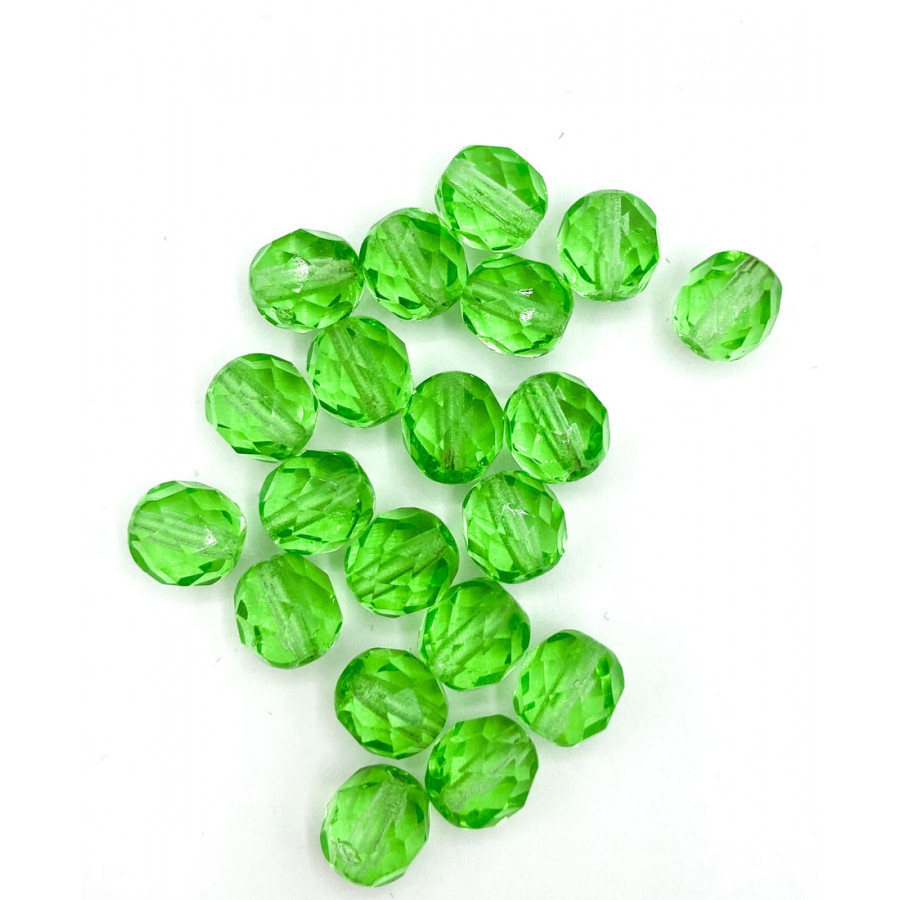 Czech faceted 8mm beads 20pcs green