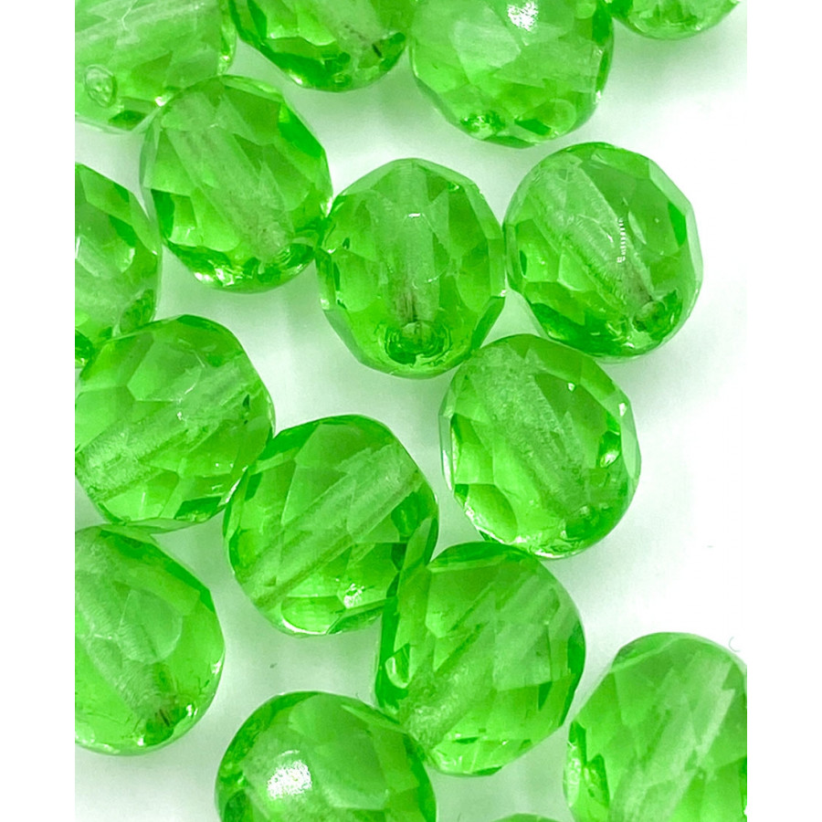 Czech faceted 8mm beads 20pcs green