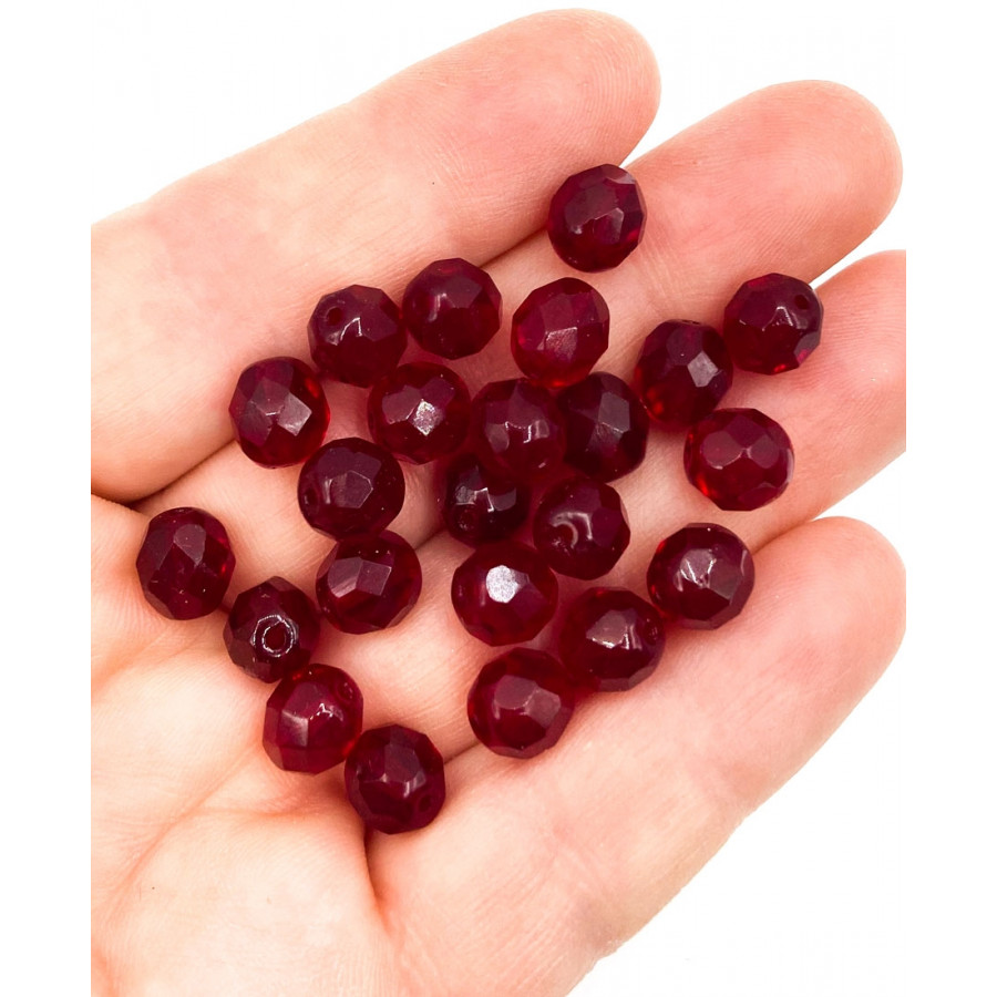 Czech faceted 8mm beads 20pcs red