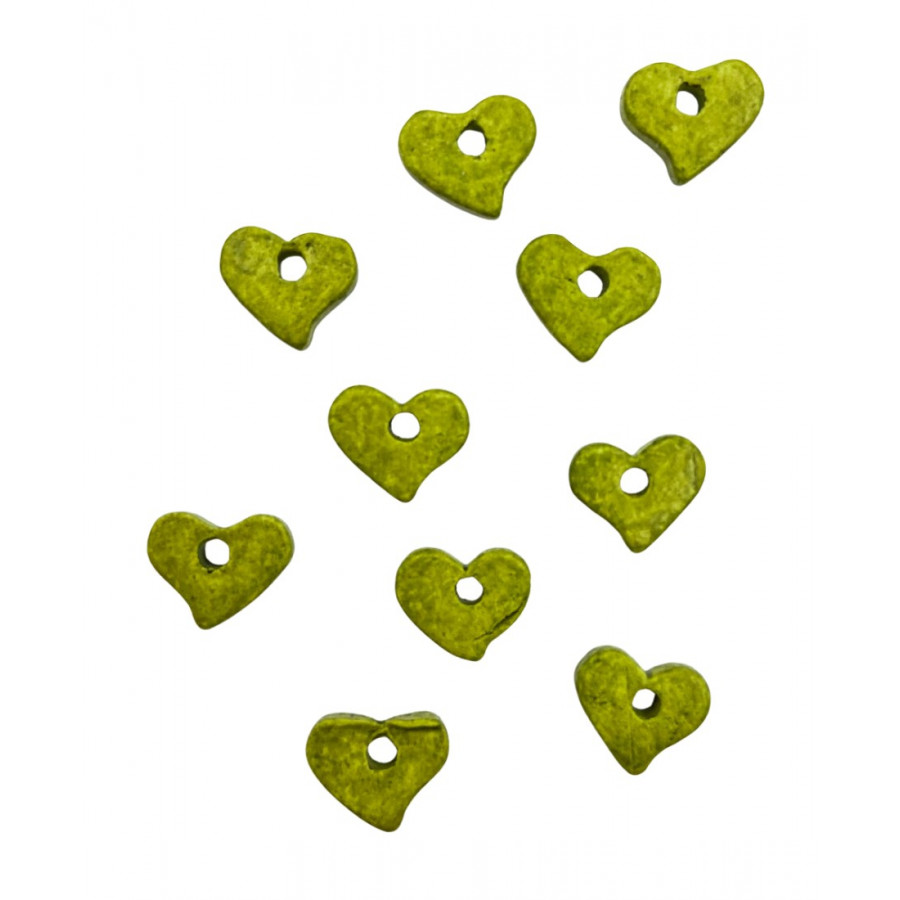 10pcs ceramic heart charms 10mm green