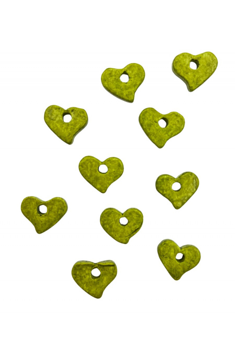 Green ceramic hart charms, made in Greece.