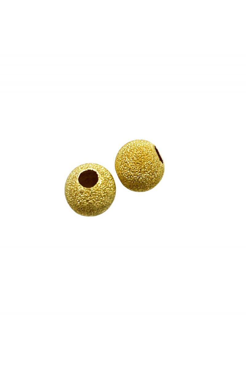 Brushed gold plated beads. 6 mm vermeil beads for jewellery making.