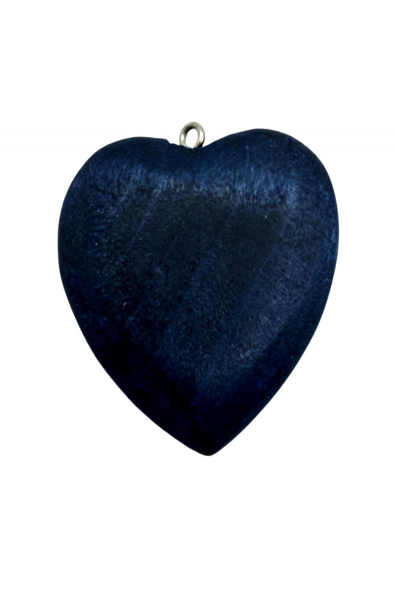 Dark blue wooden heart pendant.