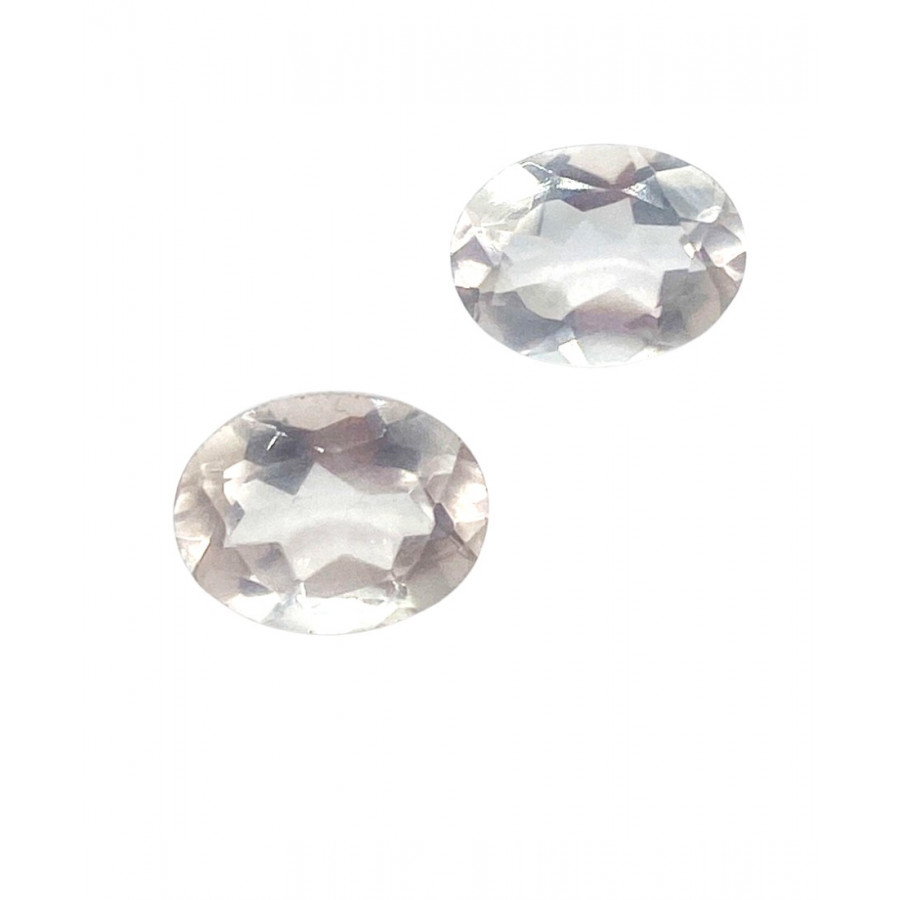 Two oval rose quartz faceted cabochons. 10 x 8 mm matching pair. As use as earrings.