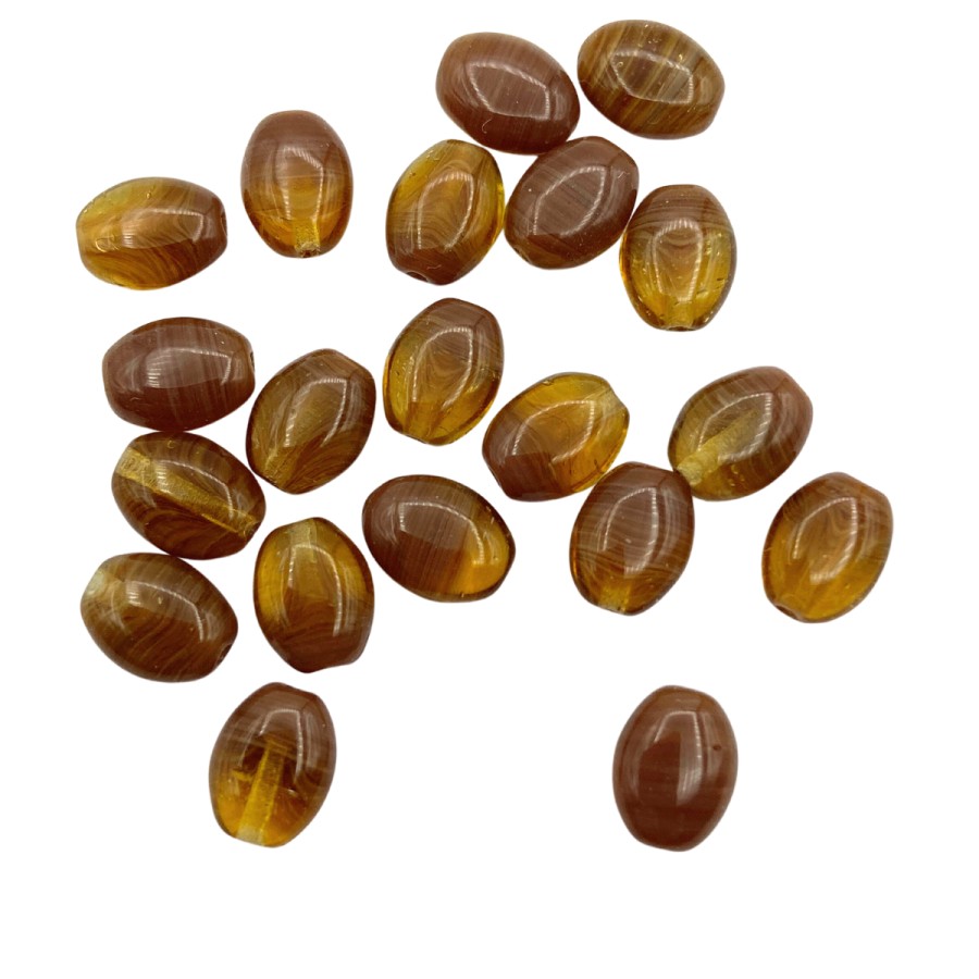 20pcs Czech oval glass beads brown