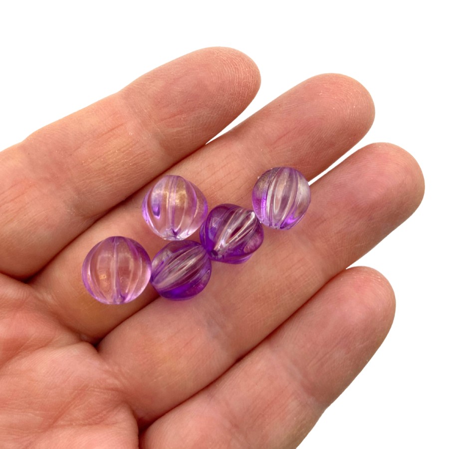 5pcs two tone lilac 10mm glass beads