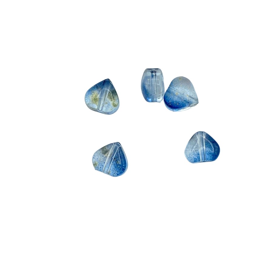 5pcs glass heart beads 6mm blue