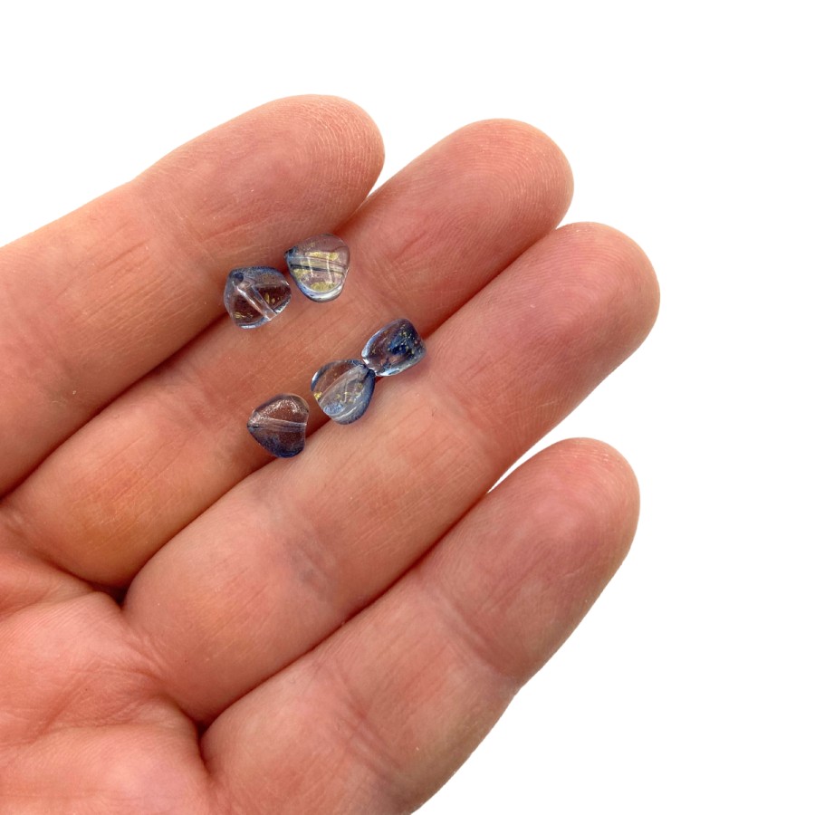 5pcs glass heart beads 6mm blue