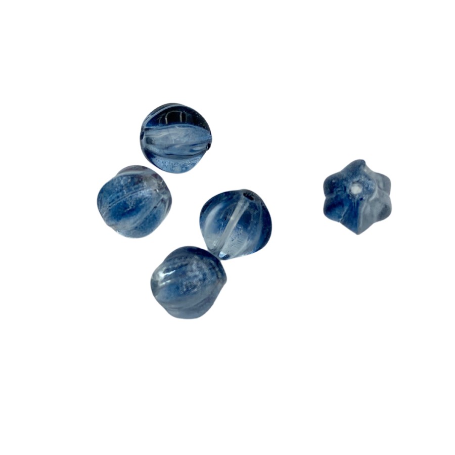 5pcs glass beads blue two tone 8mm