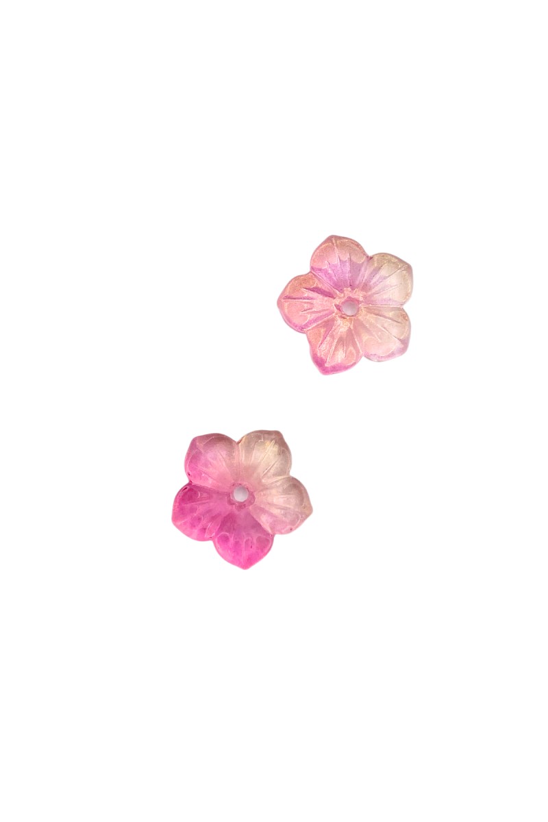 2pcs glass flower charms 12mm rose two tone