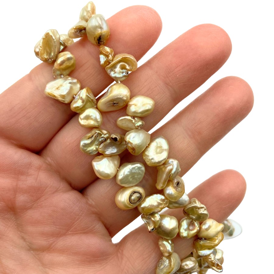 Freshwater heishi pearls light beige 39cm strand