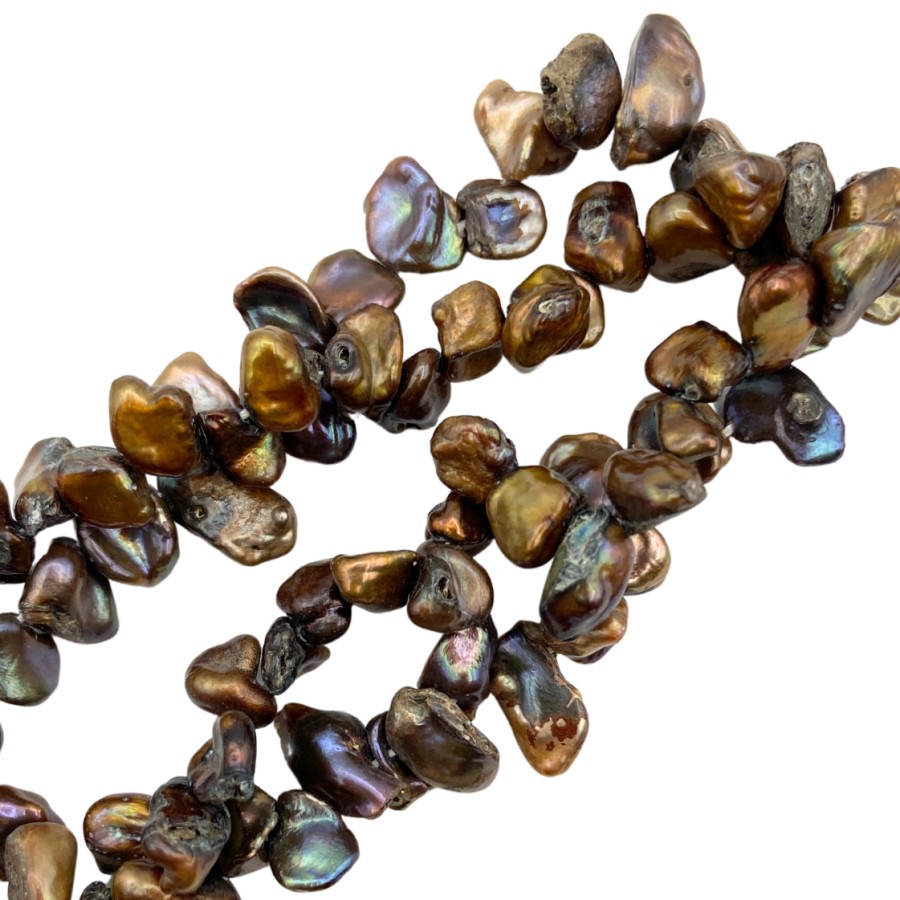 Freshwater heishi pearls copper brown 39cm strand