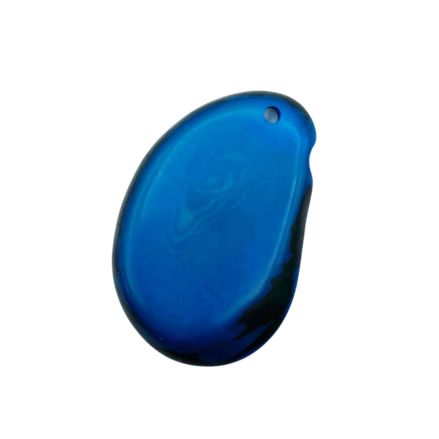 Tagua nut pendant 35-45mm petrol blue
