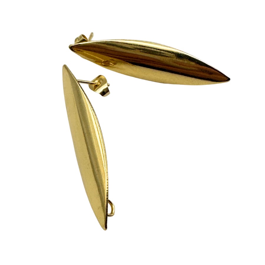 Ear stud pair 38x10mm stainless steel gold
