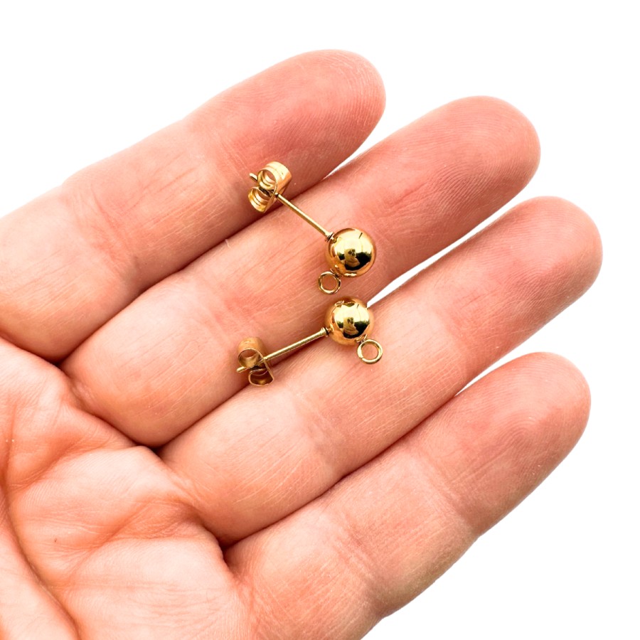 Ear stud 6mm stainless steel gold colour