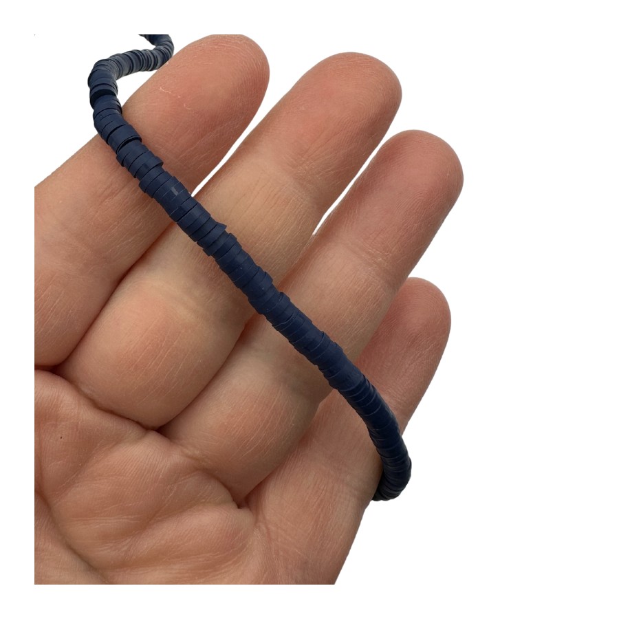 46cm polymer spacer bead strand denim blue