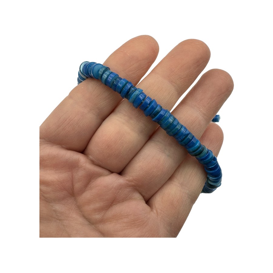38cm shell heishi bead strand blue