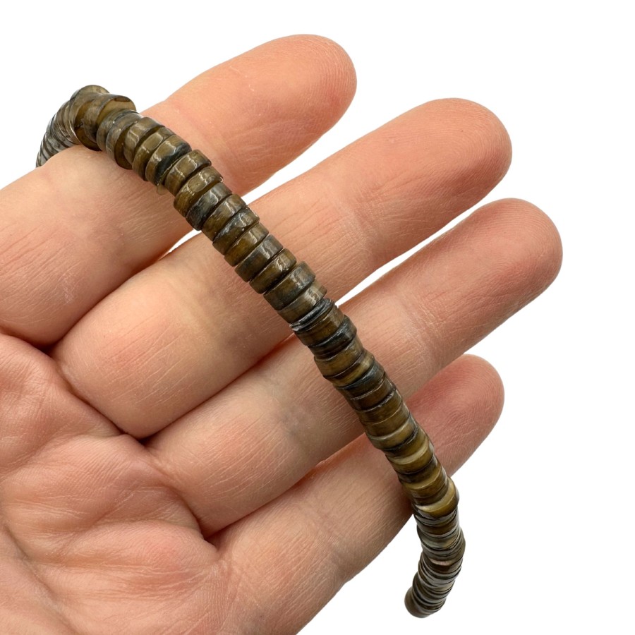 38cm 6mm shell spacer bead  brown