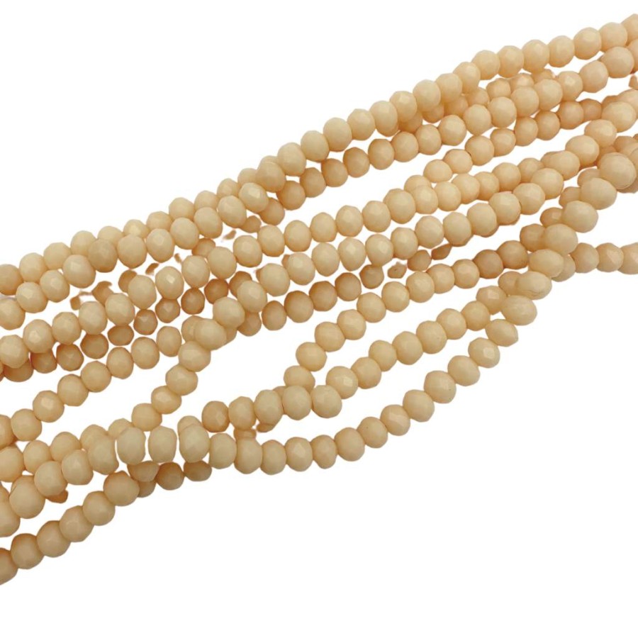 43cm strand faceted 3x4mm glass bead strand opaque rose beige