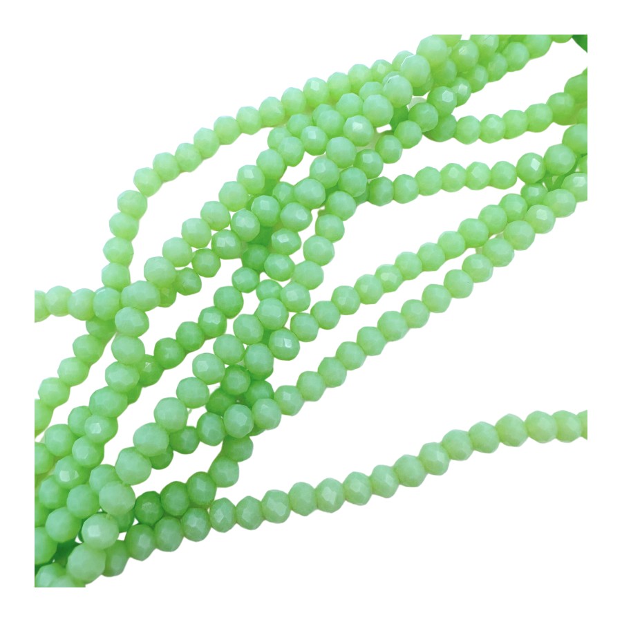 43cm faceted 4x3mm glass bead strand mint green
