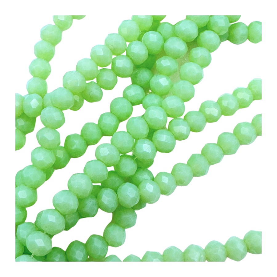 43cm faceted 4x3mm glass bead strand mint green