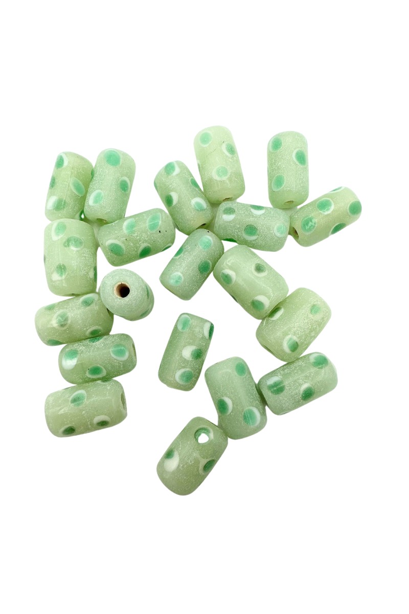 Mint green glass beads in tube form