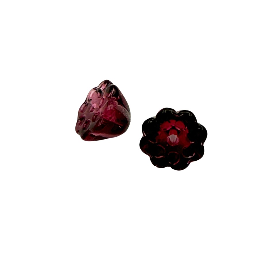 2pcs lotus flower 10mm glass beads wine red