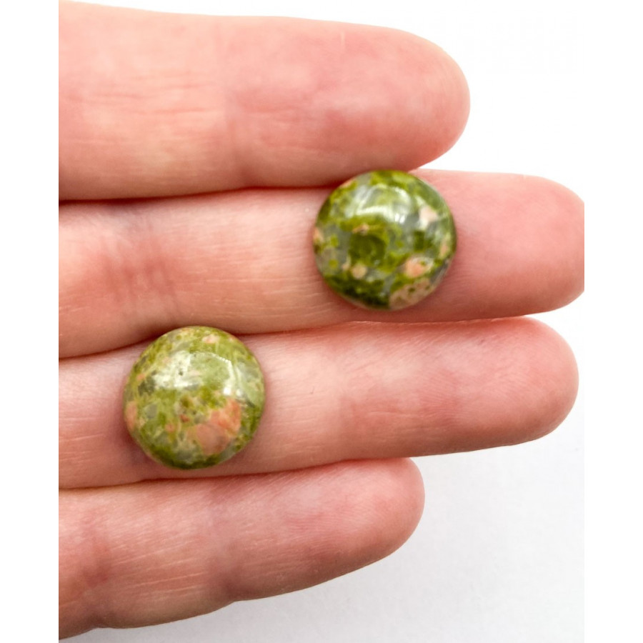 5Pcs Natural Gemstones Green Unakite CAB Cabochon Beads for DIY Jewelry Findings 