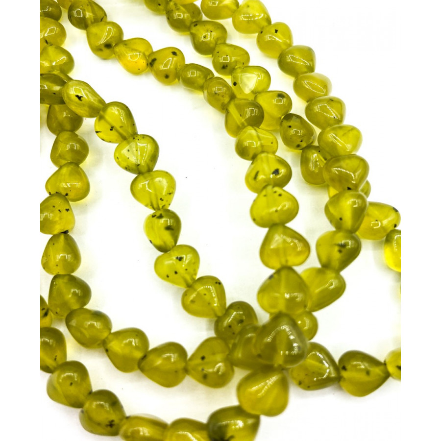 Olive opal 8mm heart strand