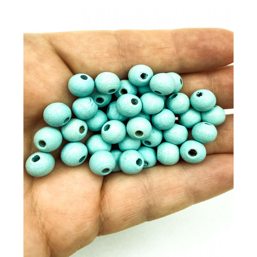 Wooden beads 8mm 40pcs baby blue