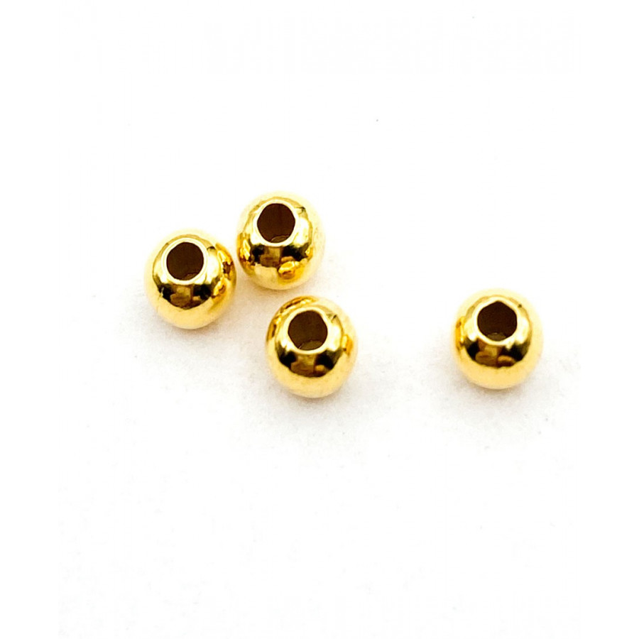 4mm silver 925 beads gold plated 4pcs