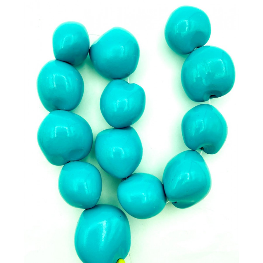 Kukui lumbang bead strand turquoise