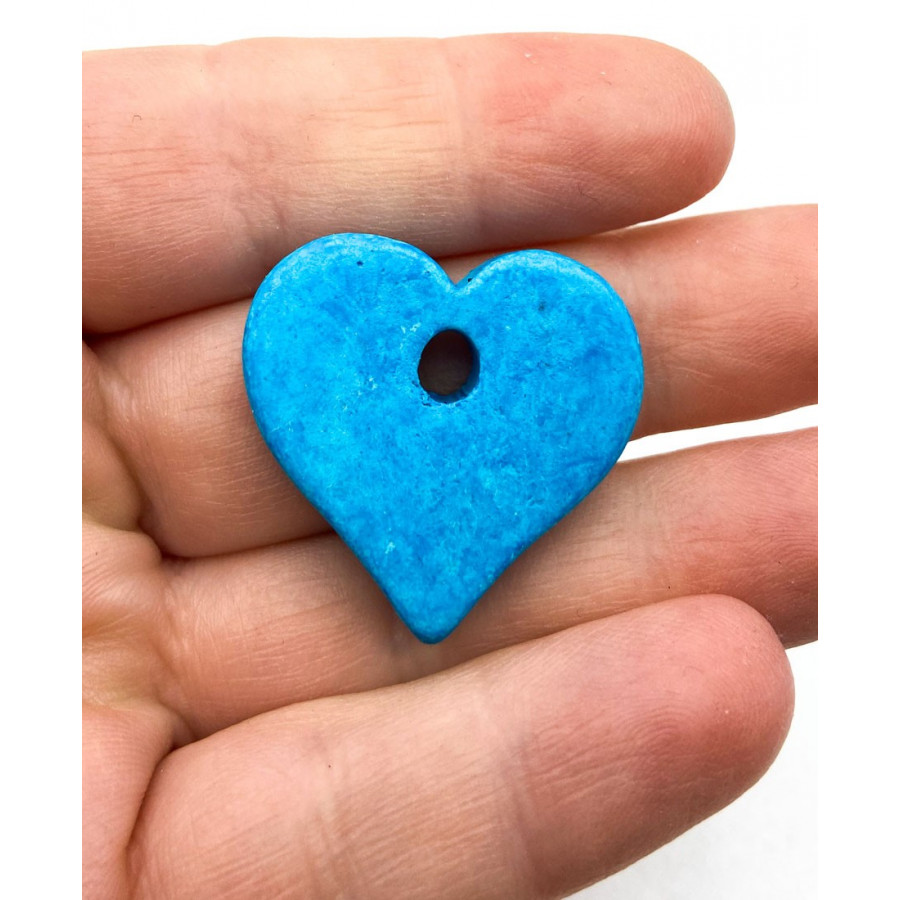 Greek ceramic heart 30mm turquoise