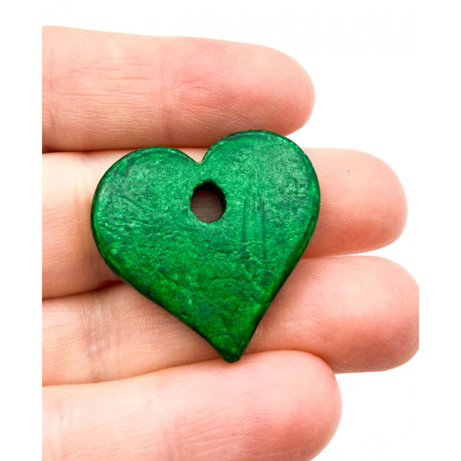 Greek ceramic heart 30mm green