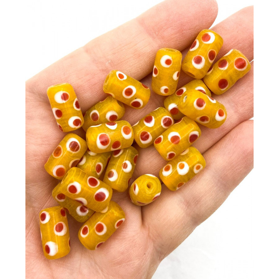 Indian glass beads 8x13mm 20pcs yellow