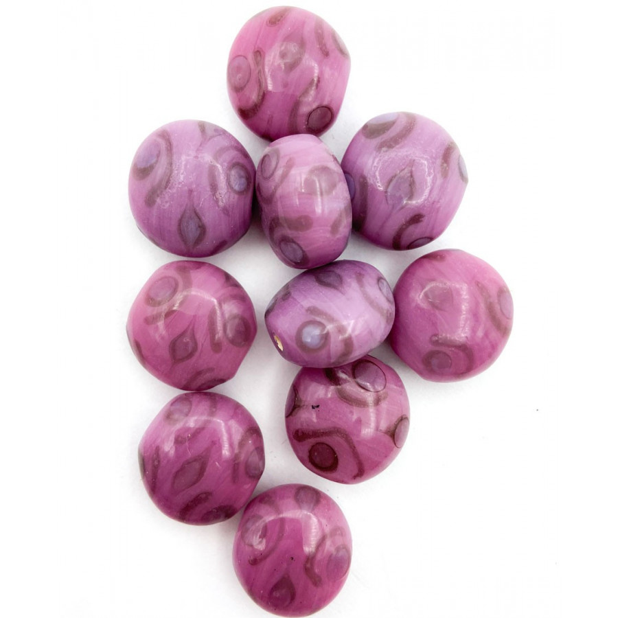 Indian glass button 18mm 10pcs rose/lilac