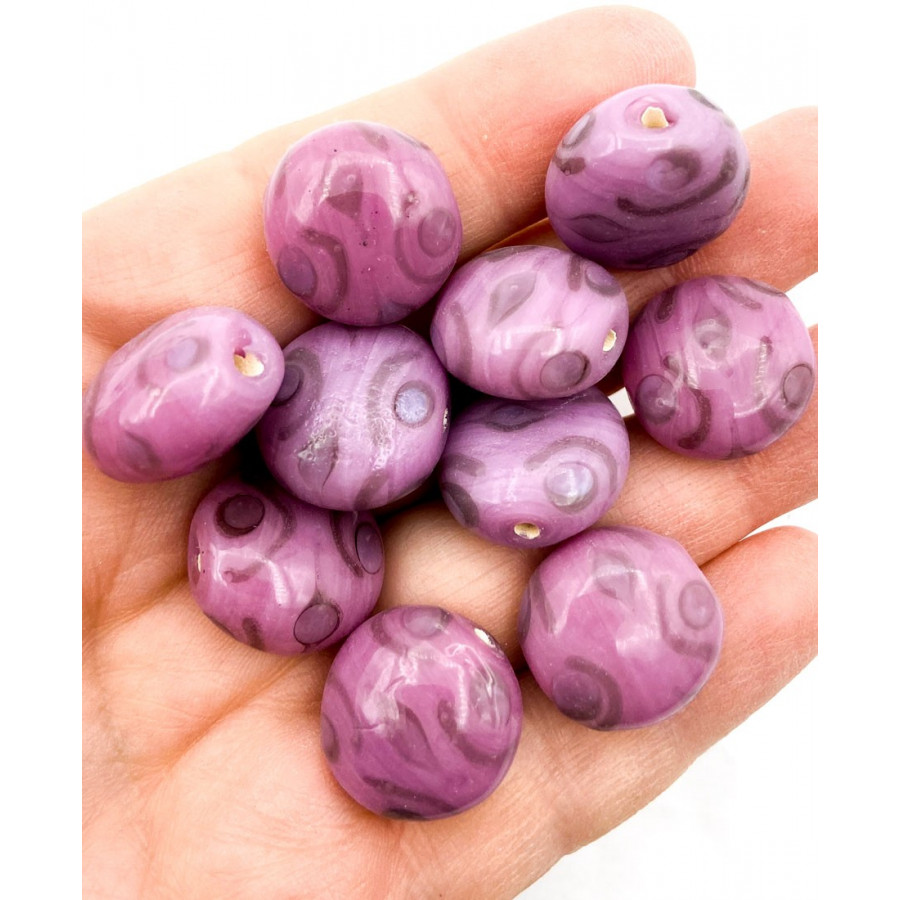 Indian glass button 18mm 10pcs rose/lilac