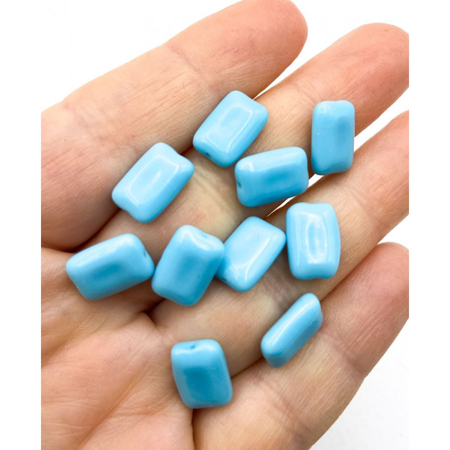 Czech glass beads 10pcs light blue 12x8mm