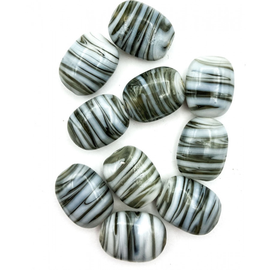 Indian glass beads 19x15mm 10pcs grey