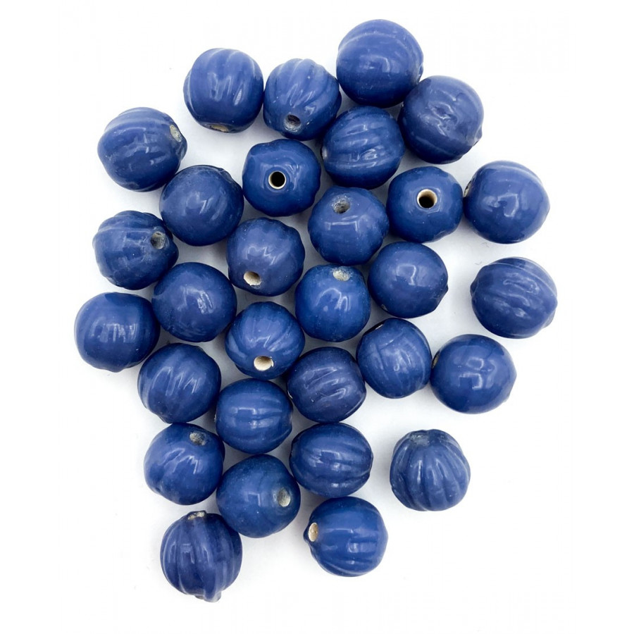30pcs Indian glass beads 9mm lilac/blue