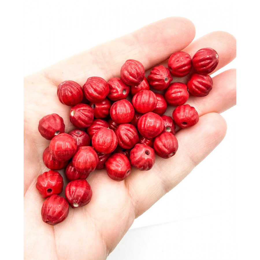 30pcs Indian glass beads 9mm red