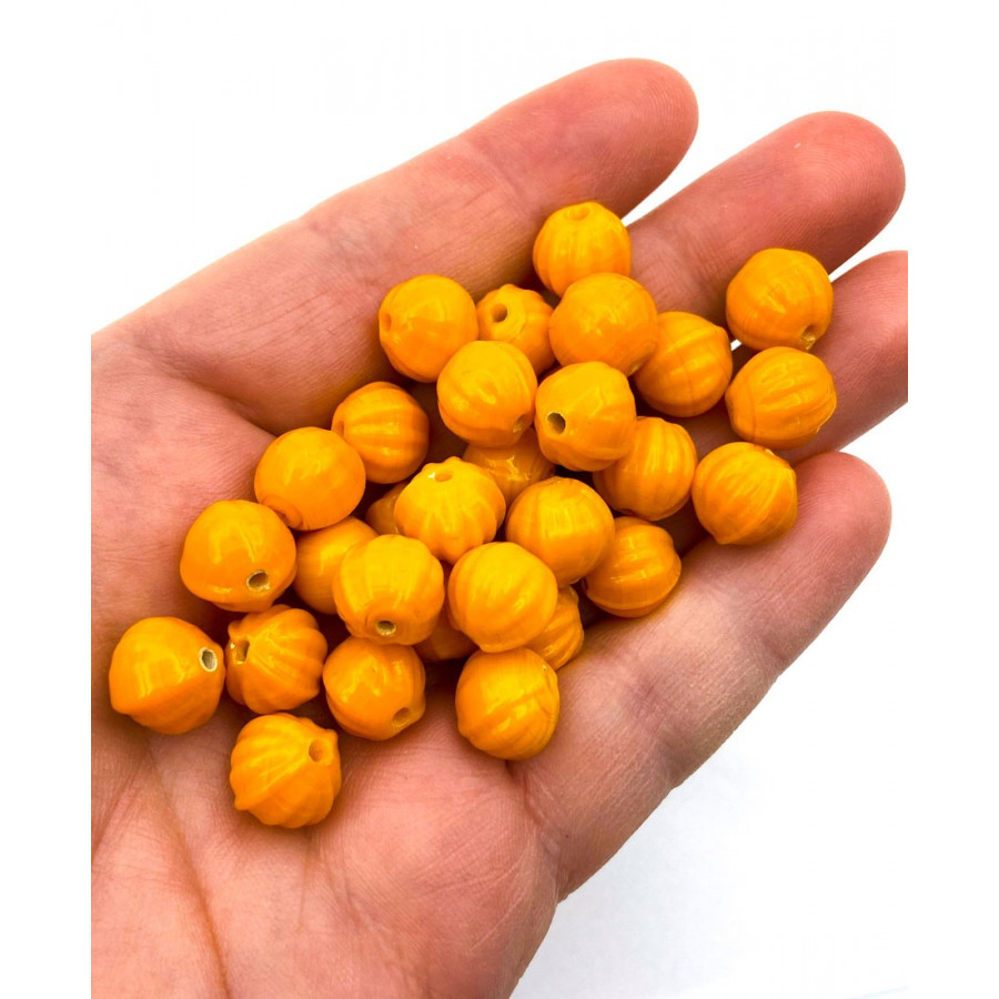 30pcs Indian glass beads 9mm orange