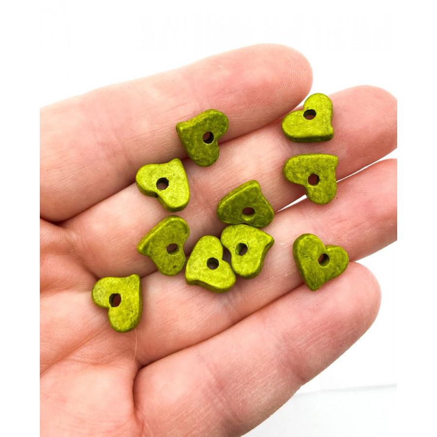 10pcs ceramic heart charms 10mm green