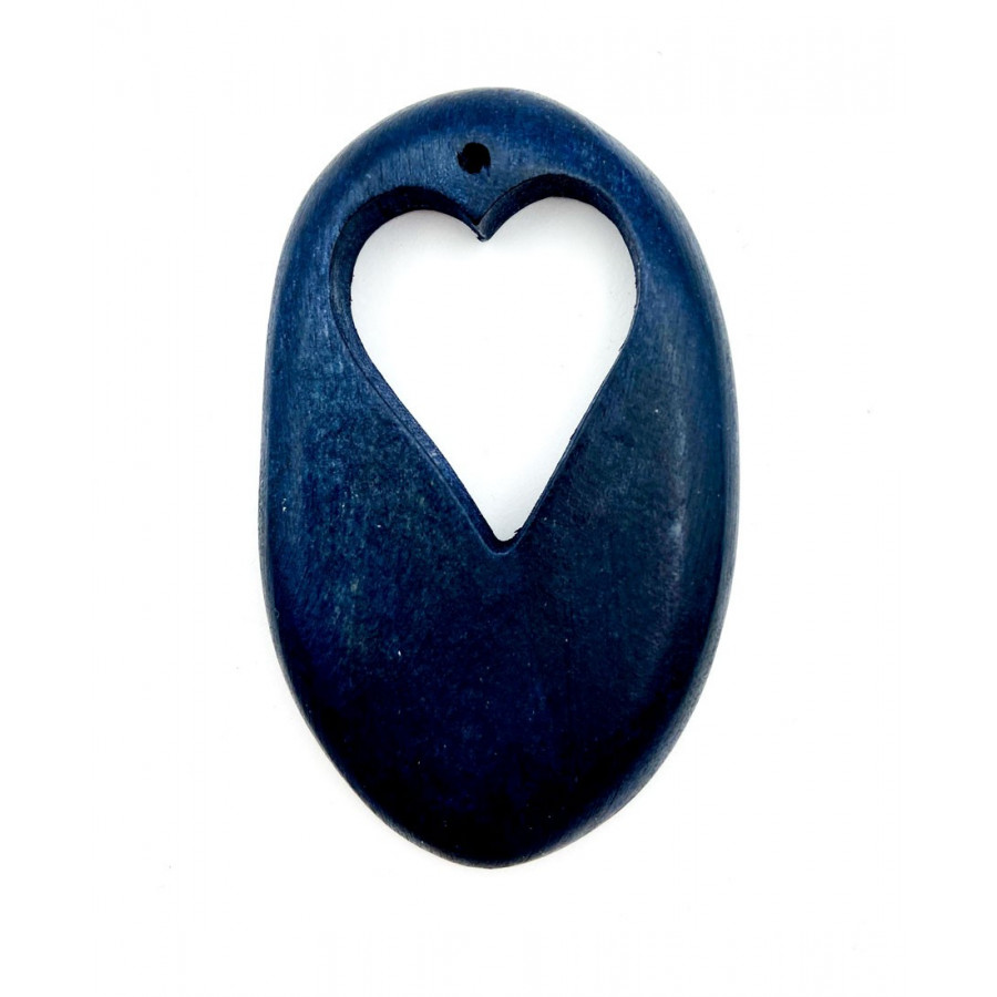 Dark blue big wooden pendant.
