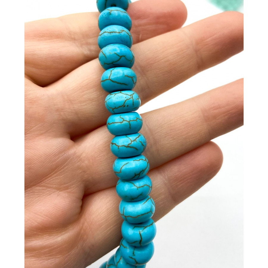 Synthetic turquoise 10mm rondelle strand 40cm