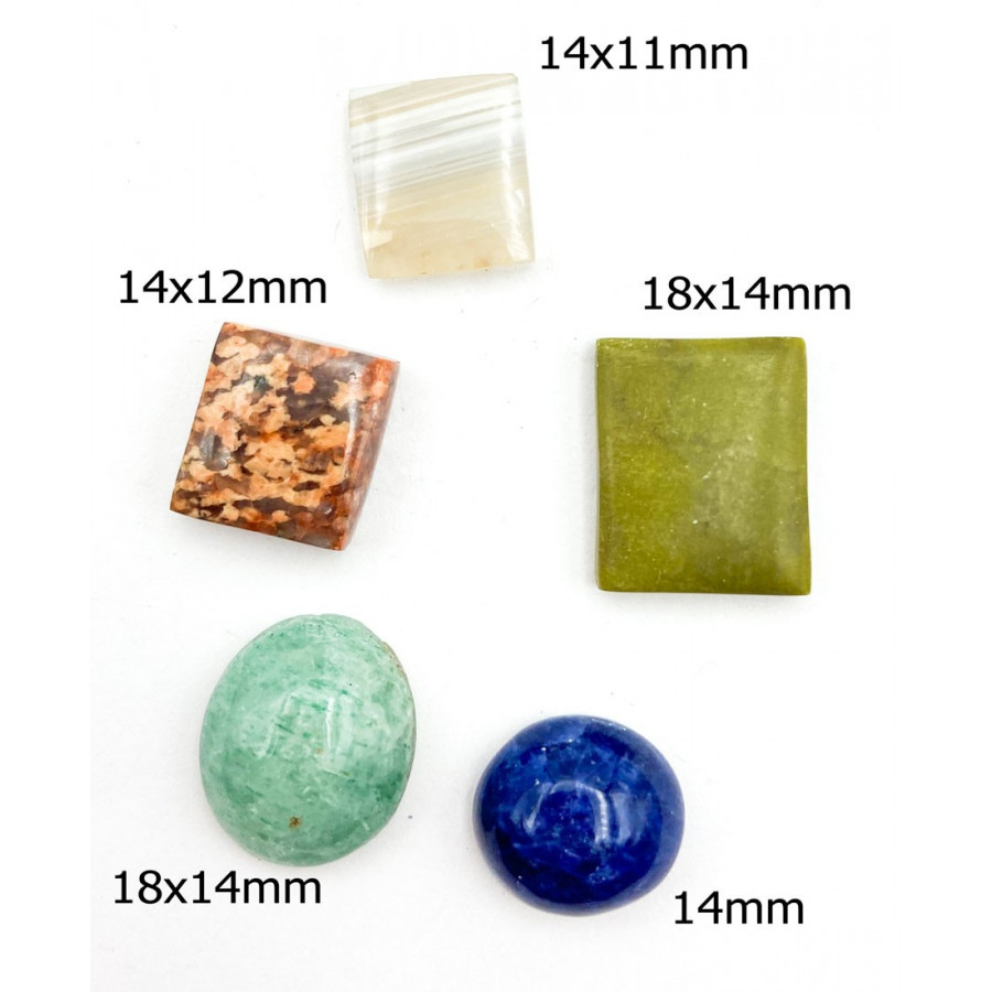 Square cabochon mix. Mixed square and round cabs.