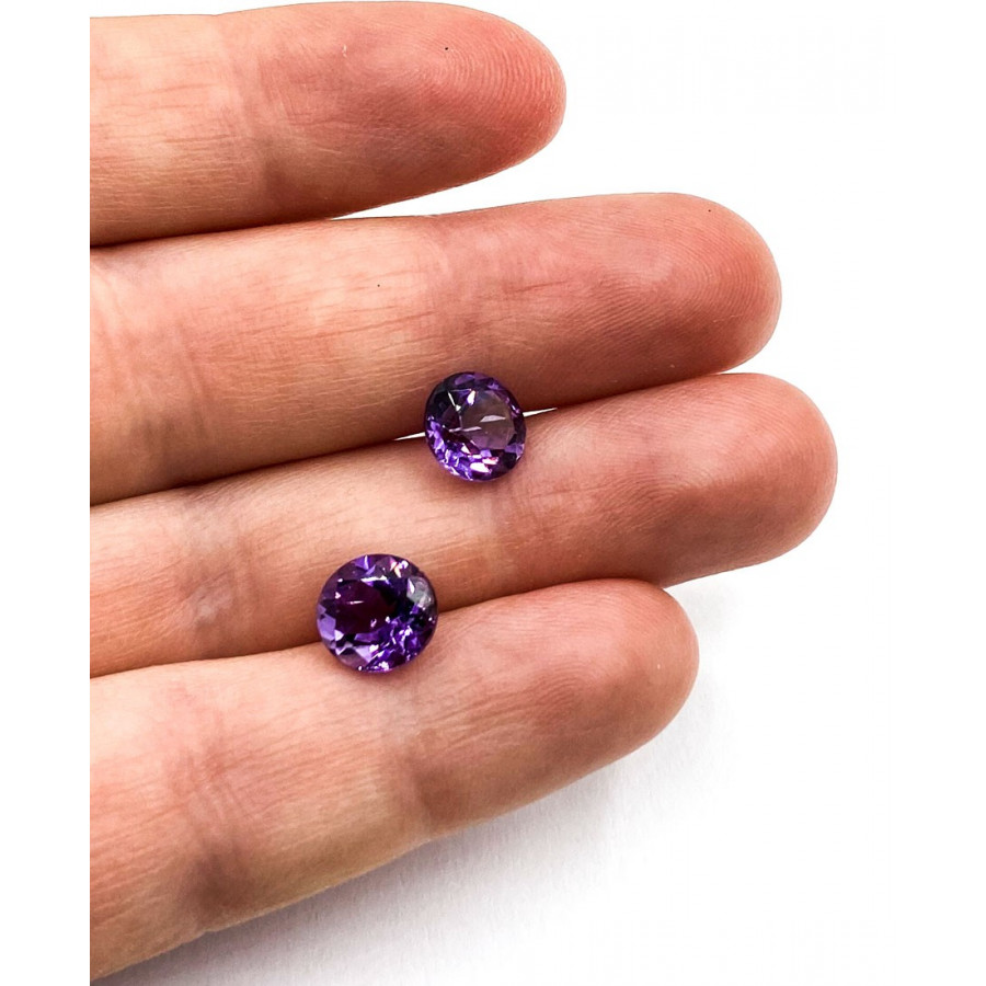 Amethyst faceted pair 8mm
