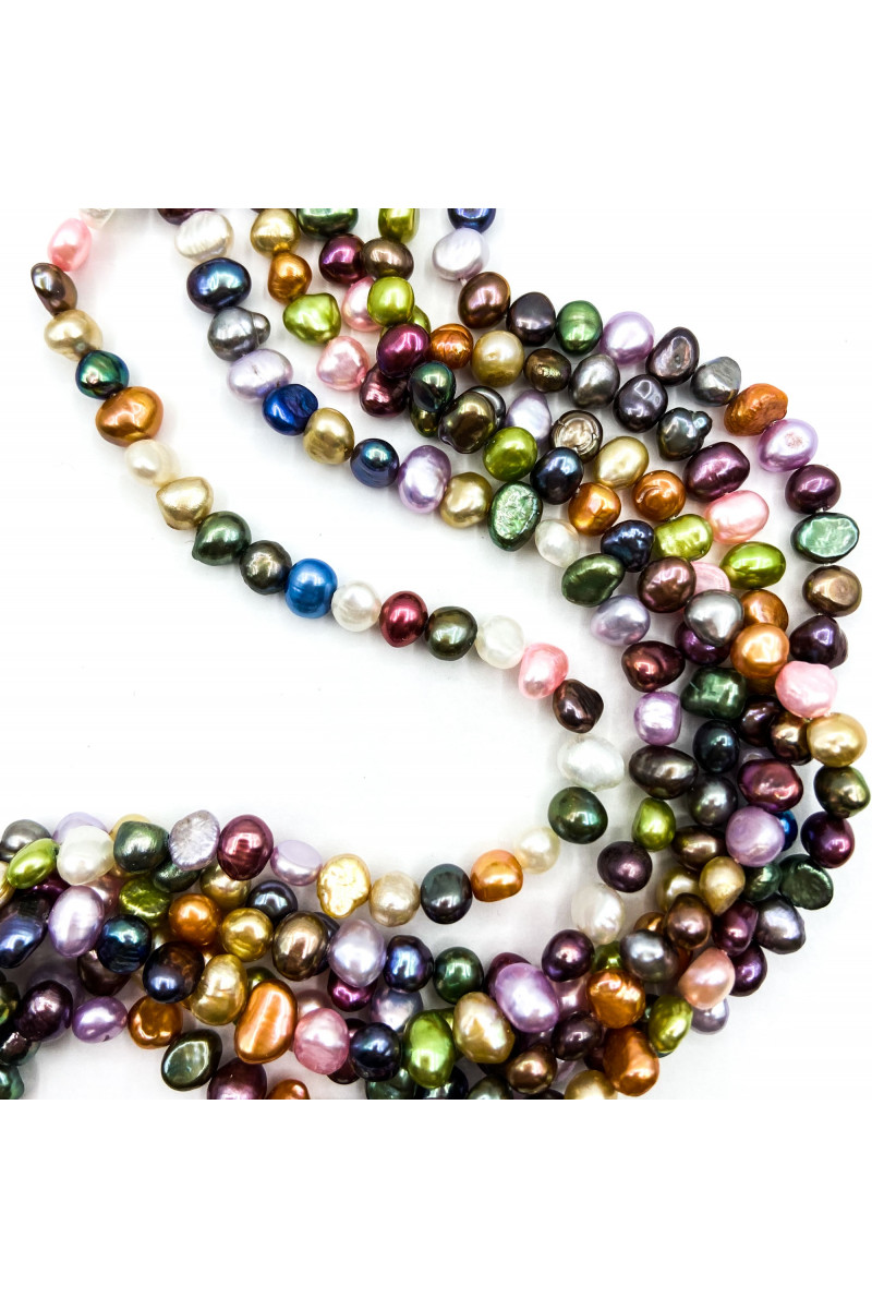 Mixed multicolour freshwater pearl nugget strand
